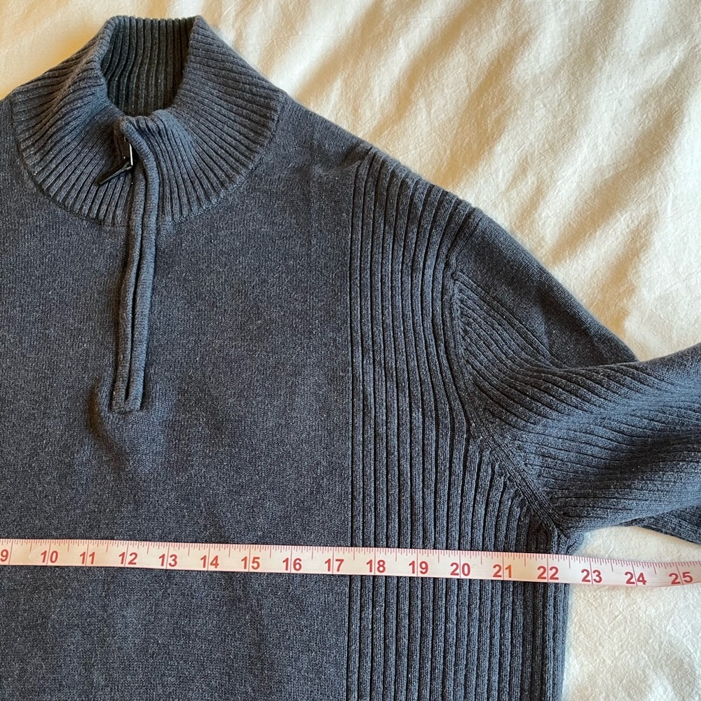 Calvin Klein Men's Blue 100% Cotton 1/4 Zip Pullover Sweater XL Mock Neck Preppy - Picture 7 of 12